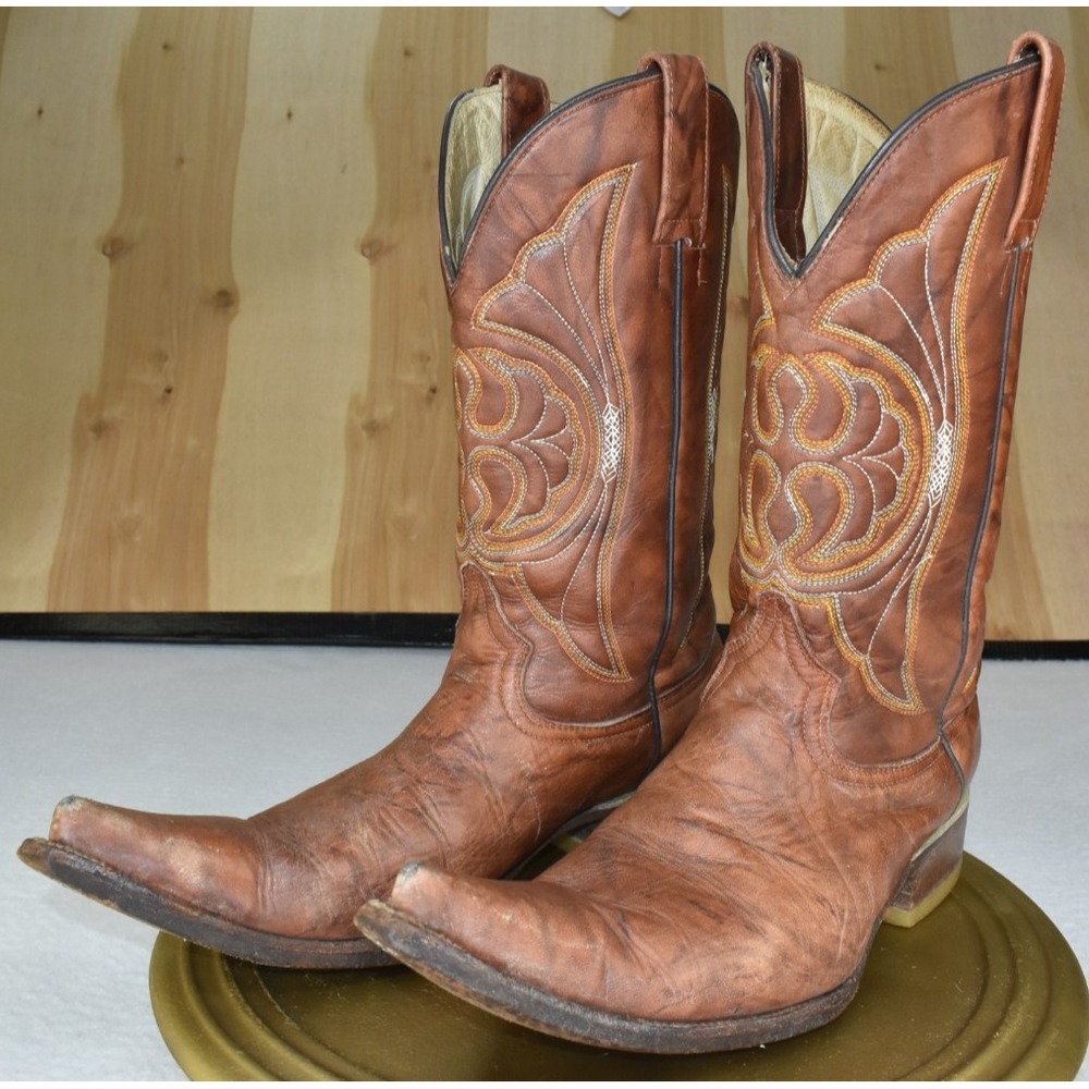 Besserro Men Boots Size US 10 Mex 27 Western Leather Cowboy Pointed Toe Brown